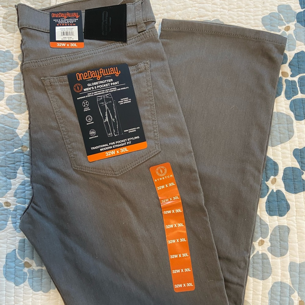 MENS, ONE DAY AWAY, GLOBETROTTER 5 pocket modern straight fit, stretch. 32x30